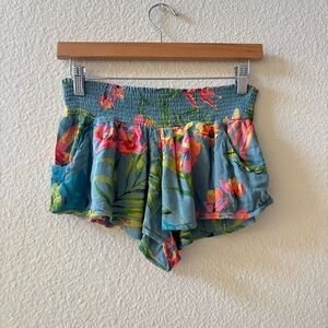 Billabong Floral High Waist Shorts - Blue and Pink